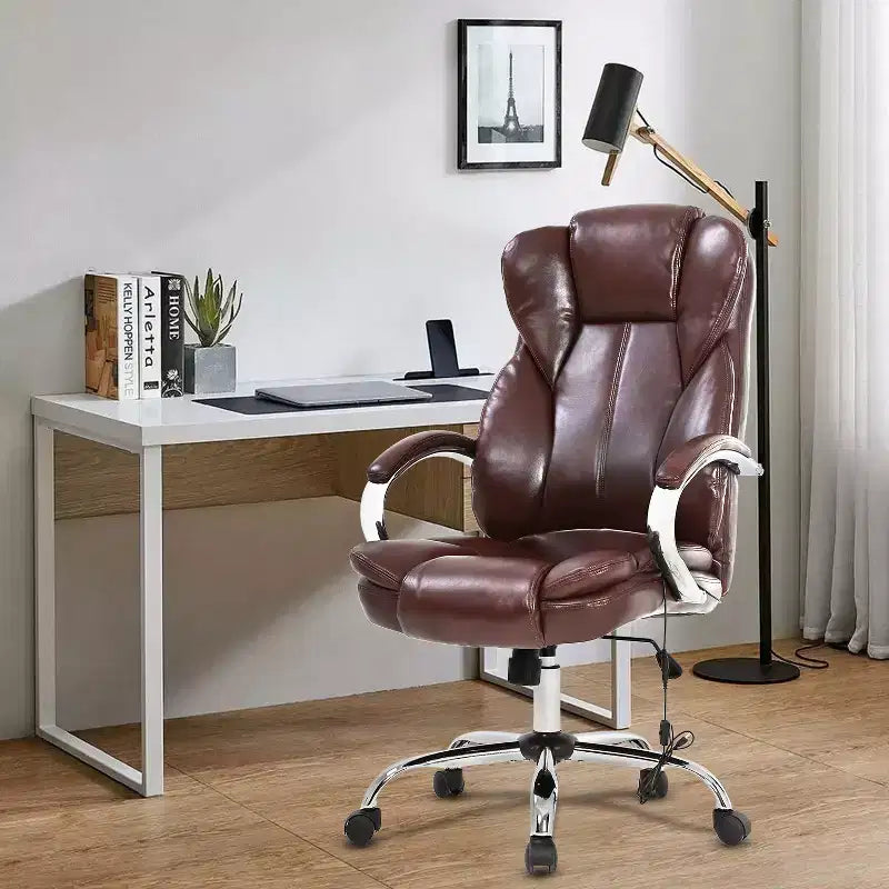 Sedia da ufficio/computer premium con schienale alto, supporto lombare e rivestimento in pelle sintetica