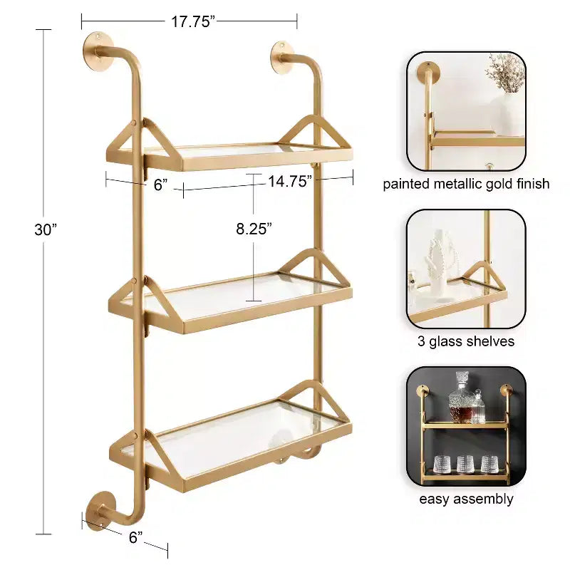 Kate & Laurel All Things Decor 18x30 Marit Three-Tier Wall Shelf