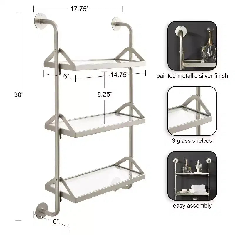 Kate & Laurel All Things Decor 18x30 Marit Three-Tier Wall Shelf