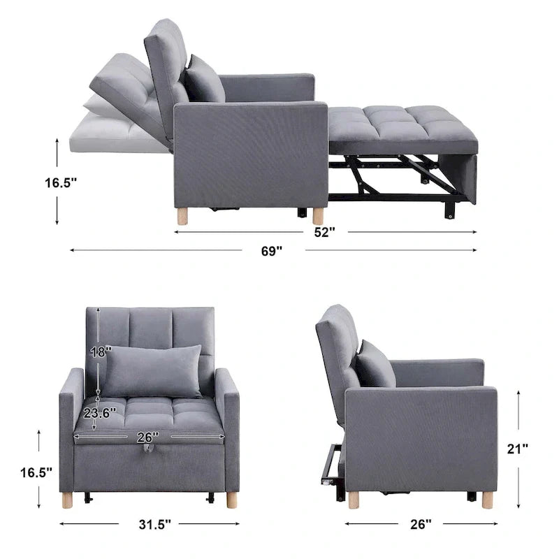 Aukfa Divano Letto Trasformabile per Una Persona con Cuscino