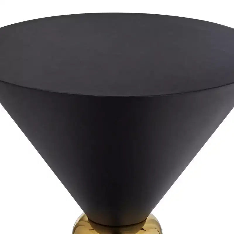 Studio 55D Midnight Mid-Century Modern Metal Hourglass Round Accent Side End Table 17 3/4 Wide Black Gold Ring for Living Room