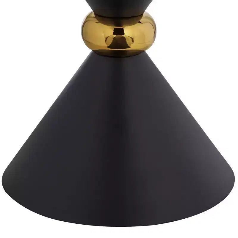 Studio 55D Midnight Mid-Century Modern Metal Hourglass Round Accent Side End Table 17 3/4 Wide Black Gold Ring for Living Room
