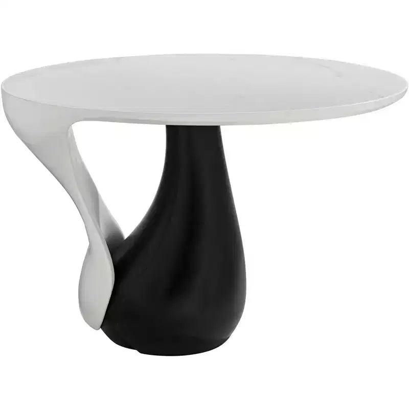 Studio 55D Dali Melt Modern Black Oval Coffee Table 27 1/2 x 17 1/2 White Marble Tabletop and Side for Living Room Bedroom House
