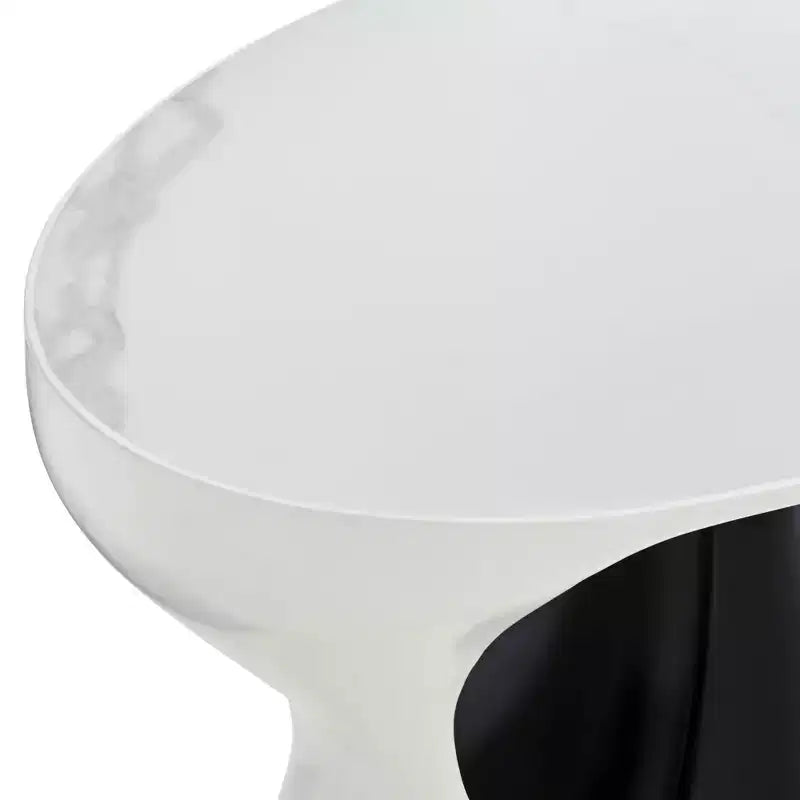 Studio 55D Dali Melt Modern Black Oval Coffee Table 27 1/2 x 17 1/2 White Marble Tabletop and Side for Living Room Bedroom House