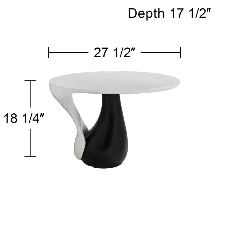 Studio 55D Dali Melt Modern Black Oval Coffee Table 27 1/2 x 17 1/2 White Marble Tabletop and Side for Living Room Bedroom House