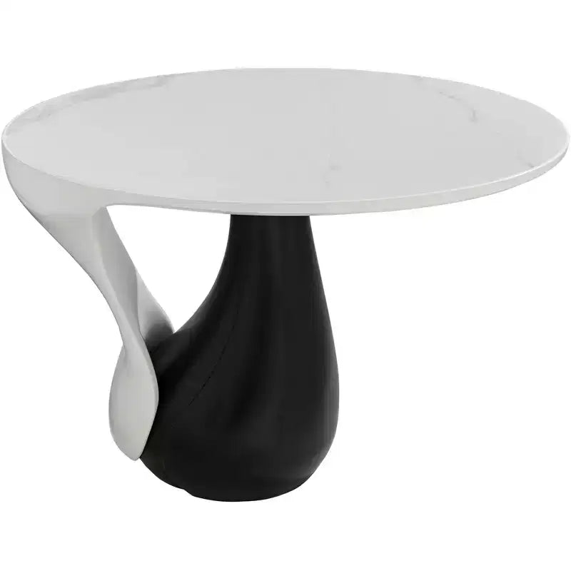 Studio 55D Dali Melt Modern Black Oval Coffee Table 27 1/2 x 17 1/2 White Marble Tabletop and Side for Living Room Bedroom House