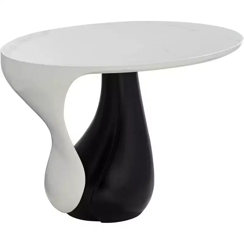 Studio 55D Dali Melt Modern Black Oval Coffee Table 27 1/2 x 17 1/2 White Marble Tabletop and Side for Living Room Bedroom House