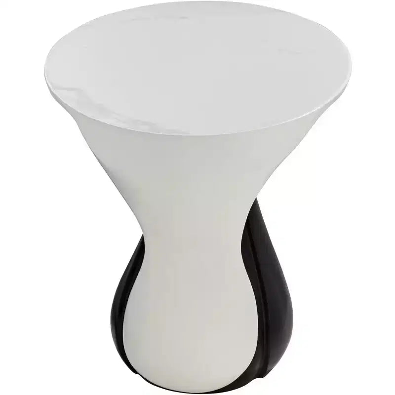 Studio 55D Dali Melt Modern Black Oval Coffee Table 27 1/2 x 17 1/2 White Marble Tabletop and Side for Living Room Bedroom House