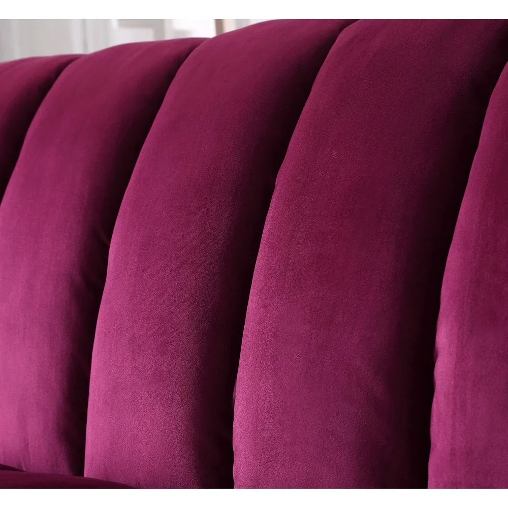 Divano-letto convertibile da soggiorno imbottito in tessuto con schienale a canali
