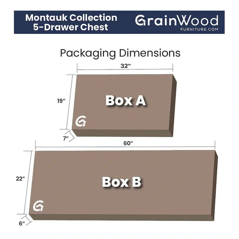 Cassettiera 5 cassetti in legno massello Montauk di Grain Wood Furniture