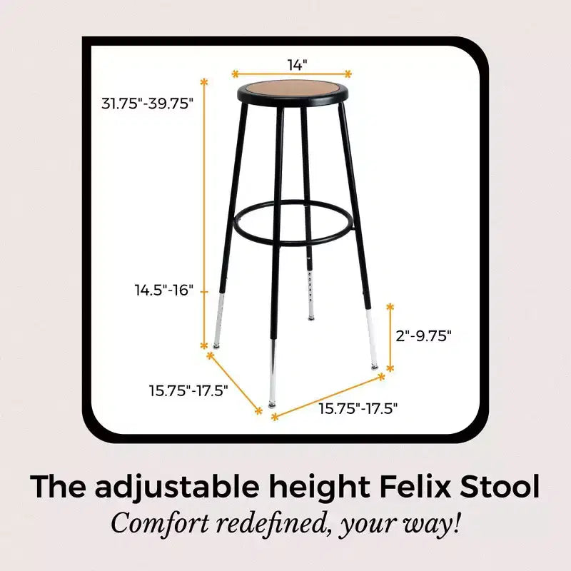Sgabello in acciaio Hampden Furnishings, collezione Felix, 32-39"