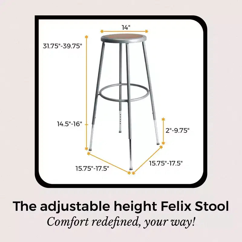 Sgabello in acciaio Hampden Furnishings, collezione Felix, 32-39"