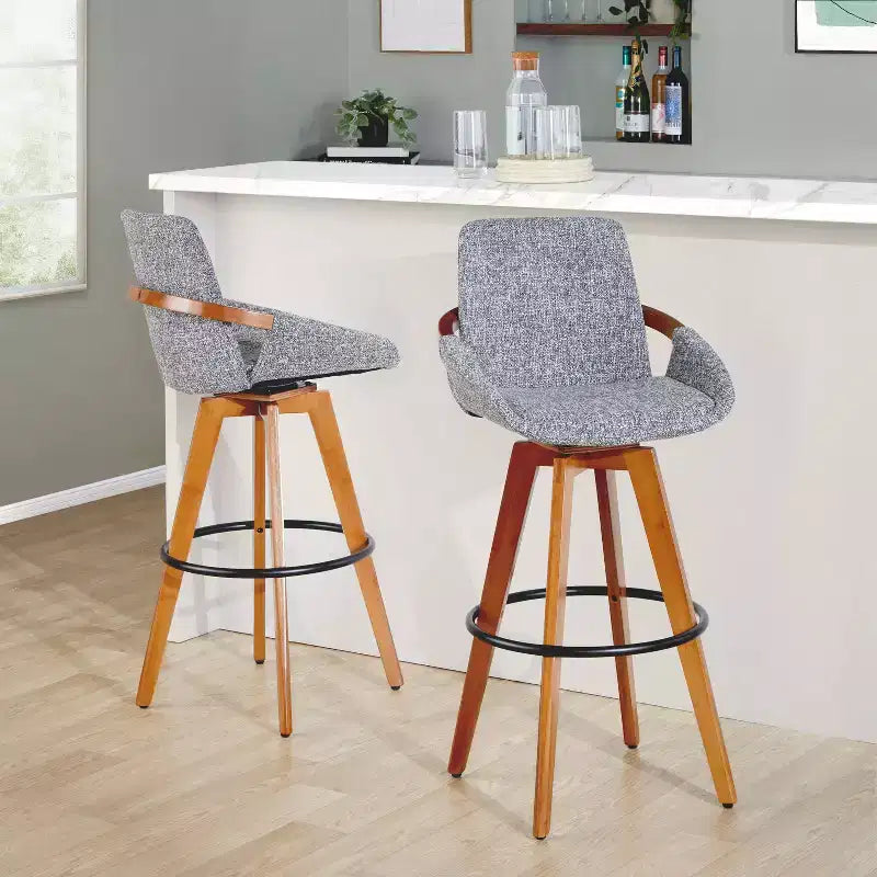 Cosmo Barstool Walnut Noise Fabric