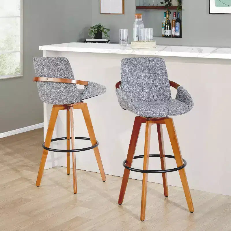 Cosmo Barstool Walnut Noise Fabric