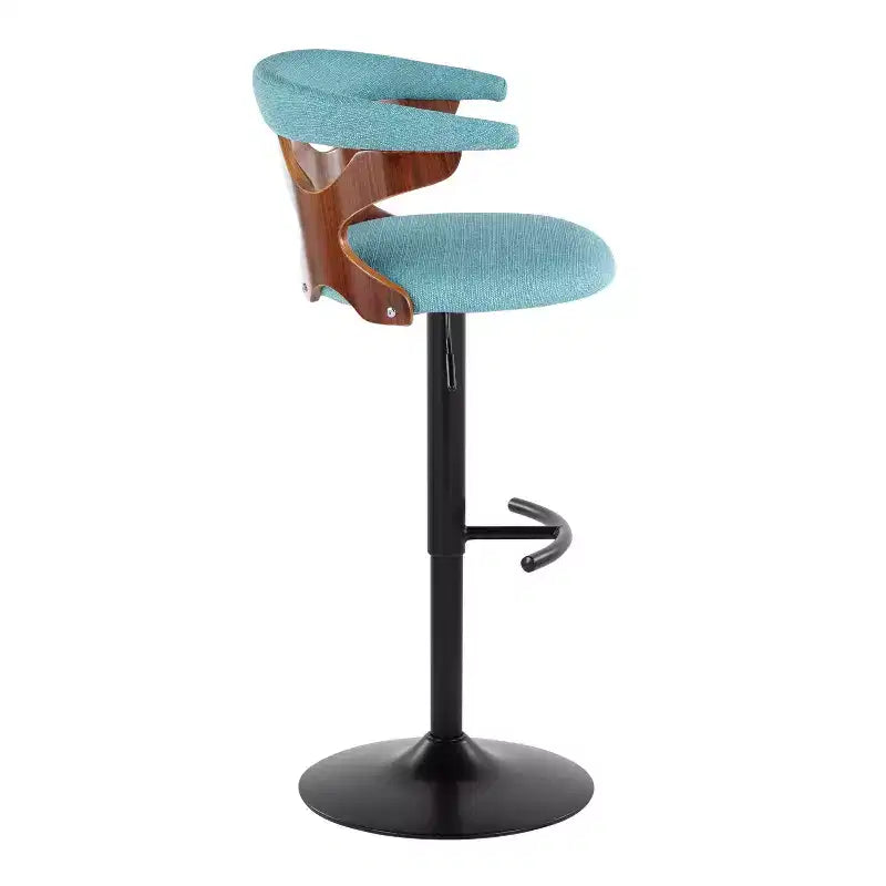 Set of 2 Gardenia Adjustable Barstools Black Metal/Walnut Fabric