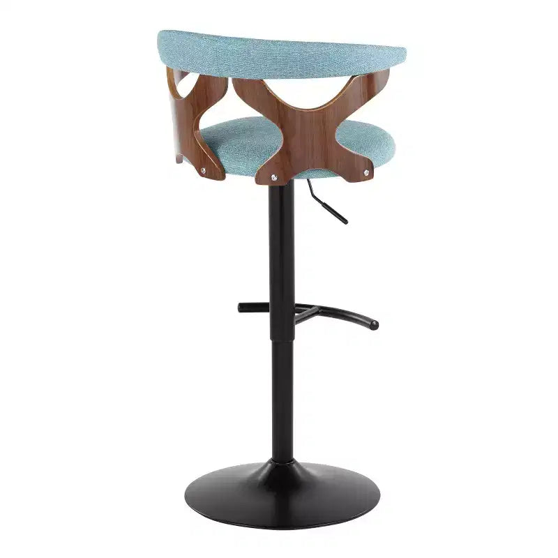 Set of 2 Gardenia Adjustable Barstools Black Metal/Walnut Fabric