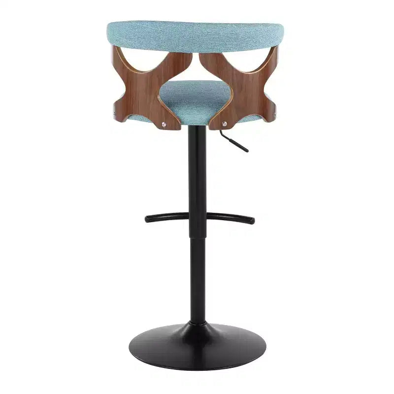 Set of 2 Gardenia Adjustable Barstools Black Metal/Walnut Fabric