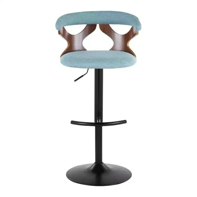 Set of 2 Gardenia Adjustable Barstools Black Metal/Walnut Fabric