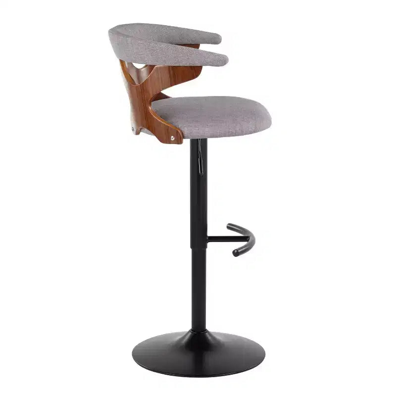 Set of 2 Gardenia Adjustable Barstools Black Metal/Walnut Fabric