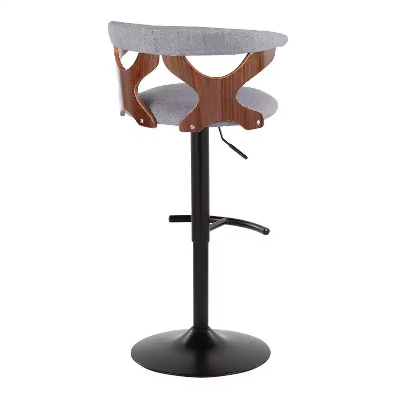 Set of 2 Gardenia Adjustable Barstools Black Metal/Walnut Fabric