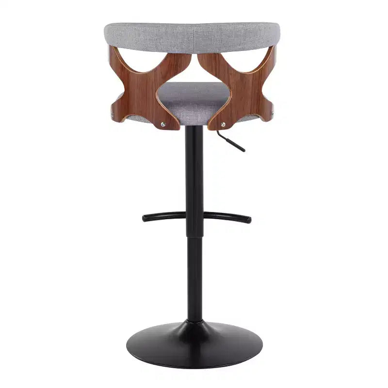Set of 2 Gardenia Adjustable Barstools Black Metal/Walnut Fabric