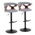 LumiSource Set of 2 Gardenia Adjustable Barstools Black Metal/Walnut Fabric