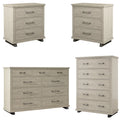 Set camera da letto 4 pezzi stile rustico - 2 comodini, 1 cassettone e 1 comò