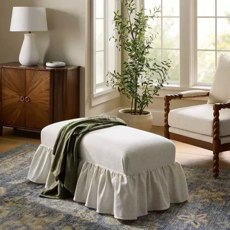 Ruffle Skirt Bench designed with Studio McGee