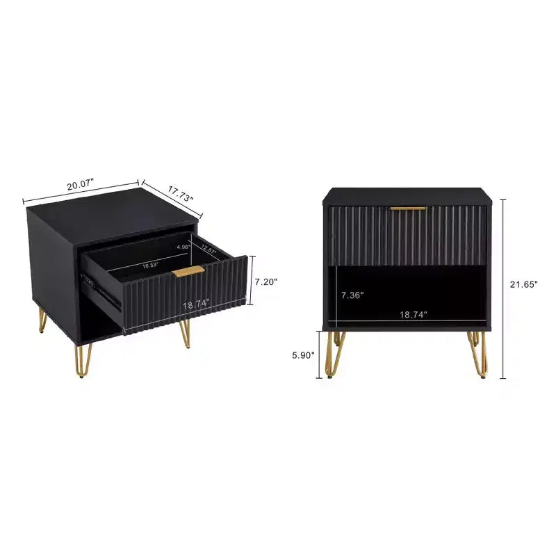 Manhattan Comfort Set of 2 Dumbo Nightstands with Drawer