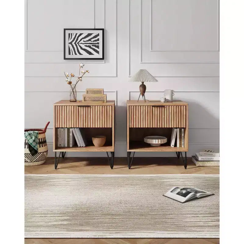 Manhattan Comfort Set of 2 Dumbo Nightstands with Drawer