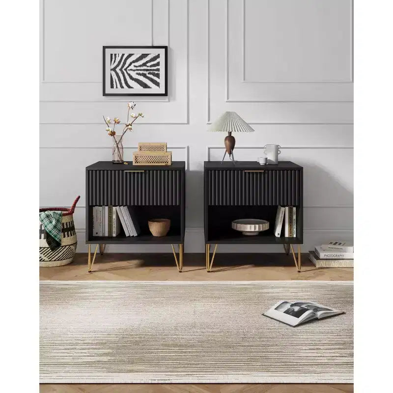 Manhattan Comfort Set of 2 Dumbo Nightstands with Drawer