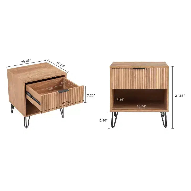 Manhattan Comfort Set of 2 Dumbo Nightstands with Drawer