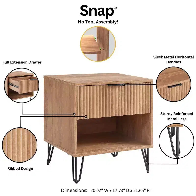 Manhattan Comfort Set of 2 Dumbo Nightstands with Drawer