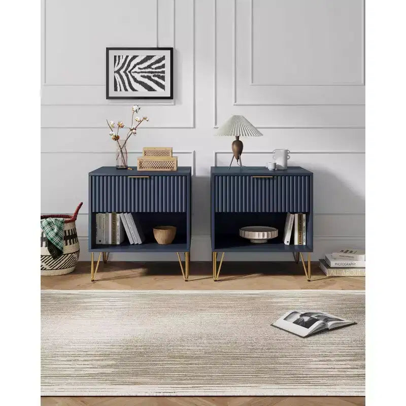Manhattan Comfort Set of 2 Dumbo Nightstands with Drawer