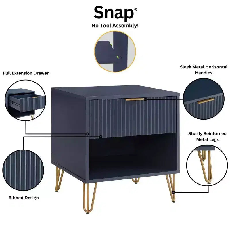 Manhattan Comfort Set of 2 Dumbo Nightstands with Drawer