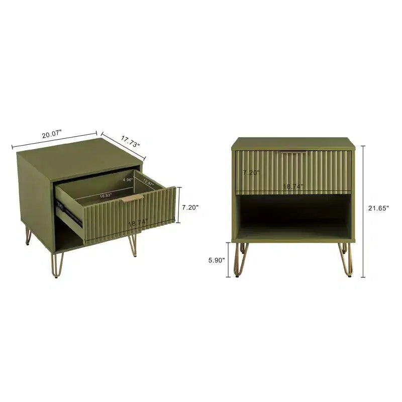 Manhattan Comfort Set of 2 Dumbo Nightstands with Drawer