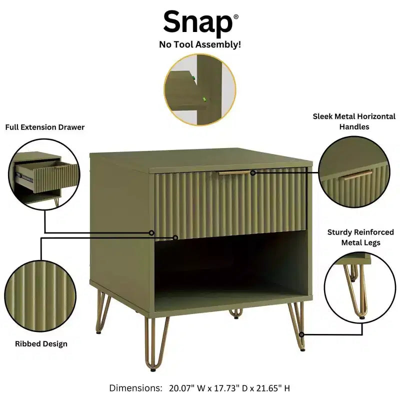 Manhattan Comfort Set of 2 Dumbo Nightstands with Drawer