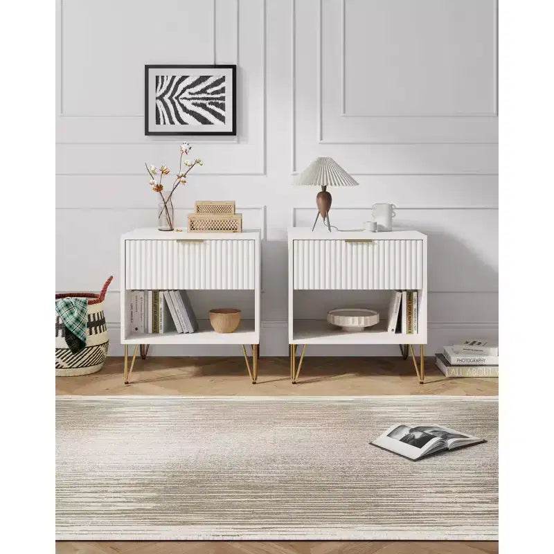 Manhattan Comfort Set of 2 Dumbo Nightstands with Drawer