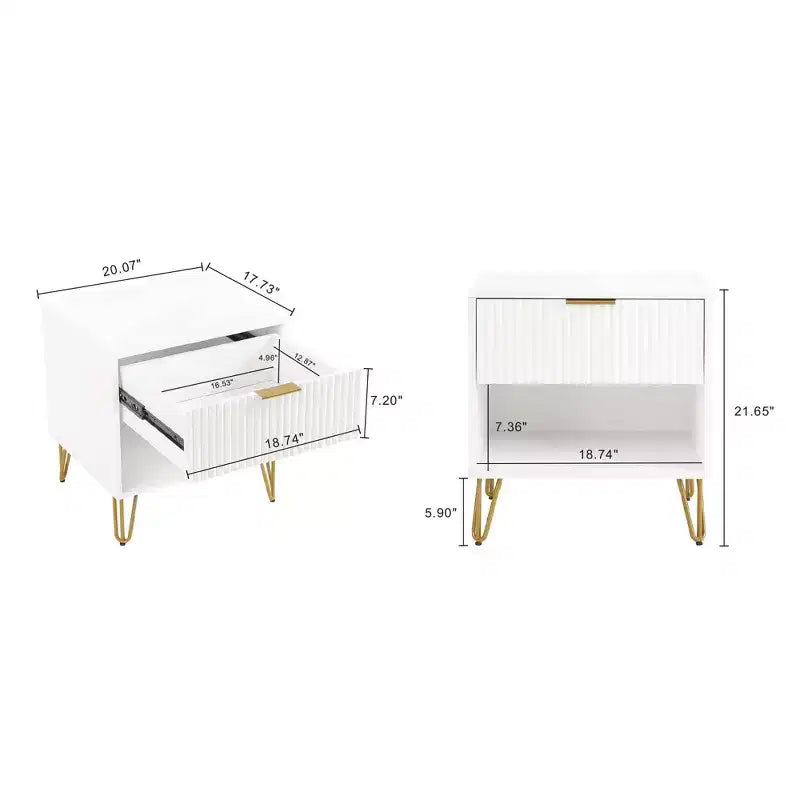 Manhattan Comfort Set of 2 Dumbo Nightstands with Drawer