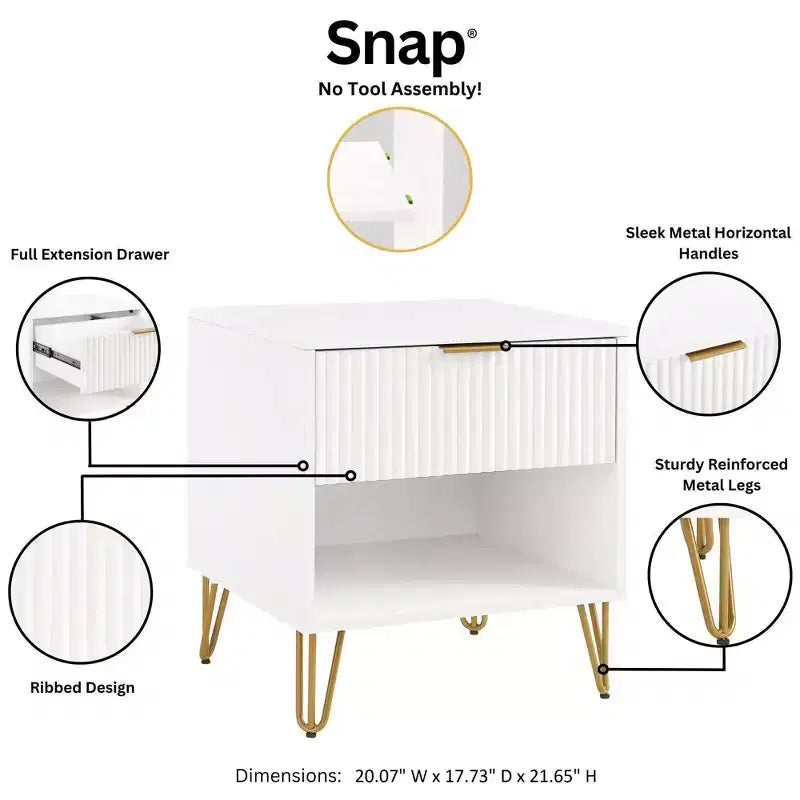 Manhattan Comfort Set of 2 Dumbo Nightstands with Drawer