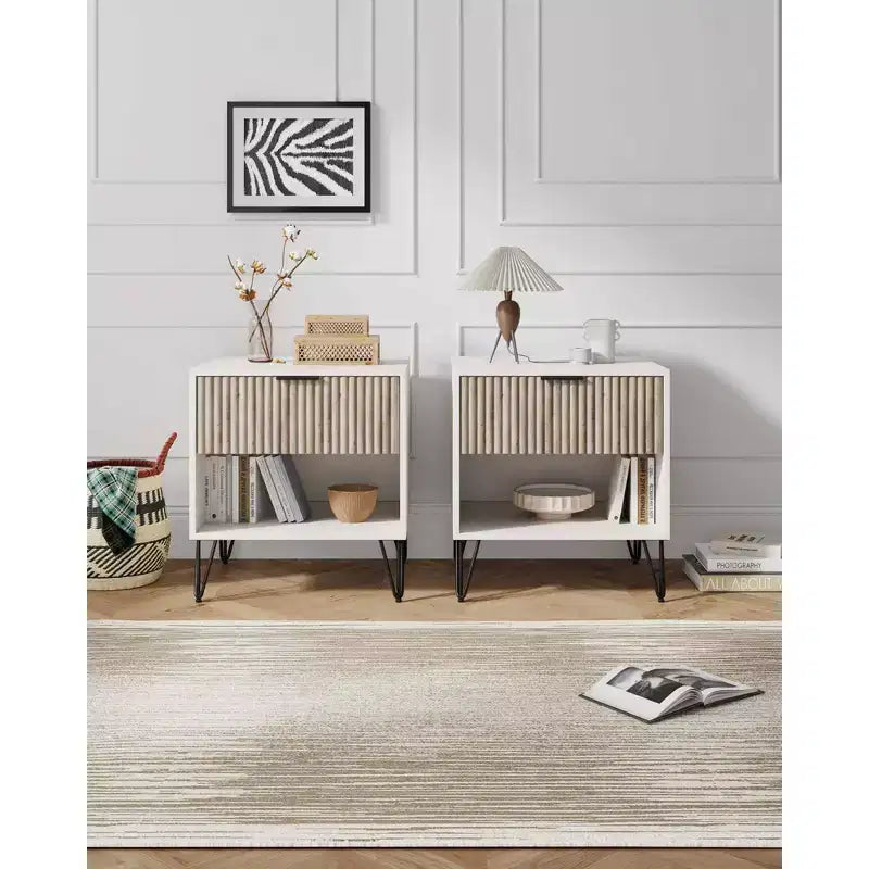 Manhattan Comfort Set of 2 Dumbo Nightstands with Drawer