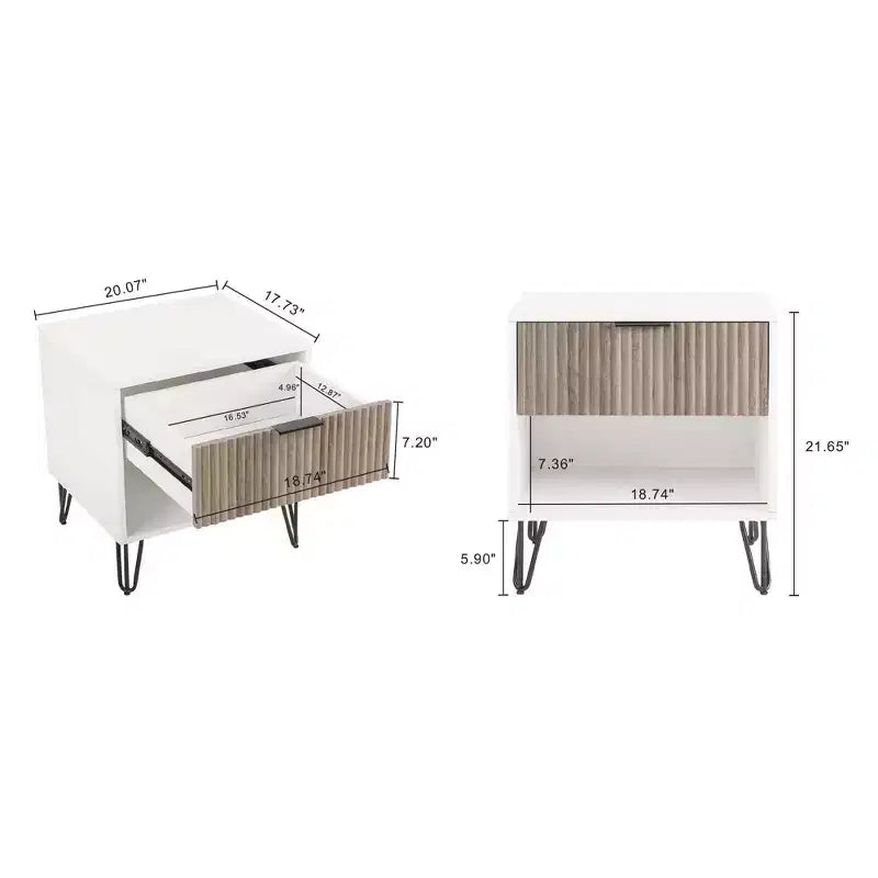 Manhattan Comfort Set of 2 Dumbo Nightstands with Drawer