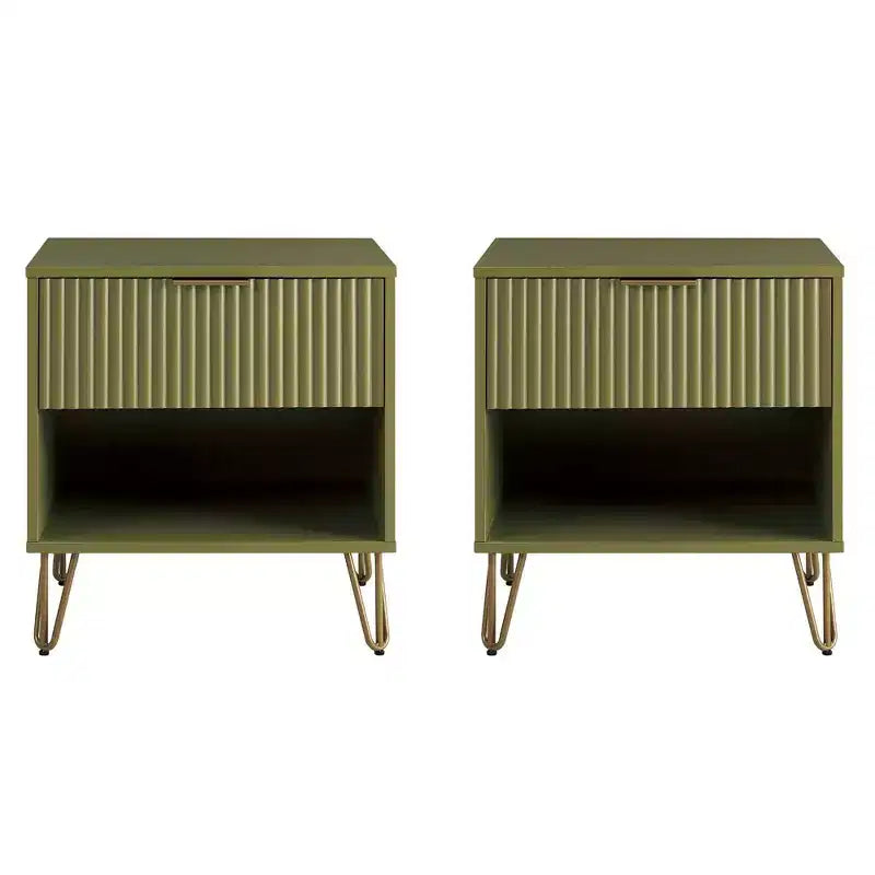 Manhattan Comfort Set of 2 Dumbo Nightstands with Drawer