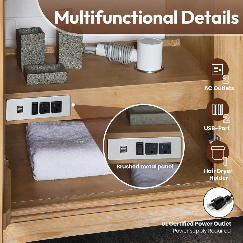 Mobile bagno Hervas con top in marmo naturale senza specchio