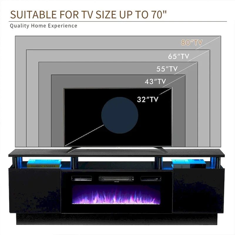Mobile TV con caminetto da 70" con caminetto elettrico da 36"