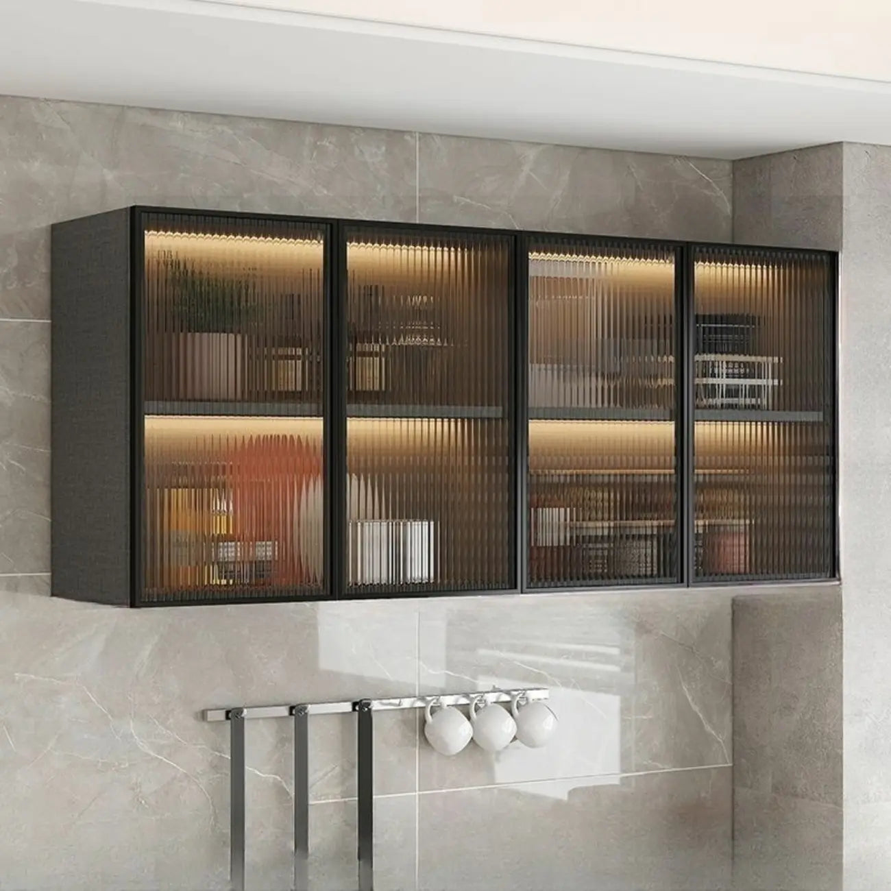 Madia pensile da cucina grigia in legno