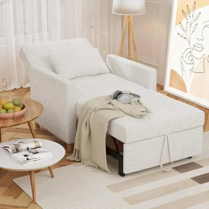 AECOJOY Poltrona Letto 3 in 1 con Cuscino e Schienale Convertibile