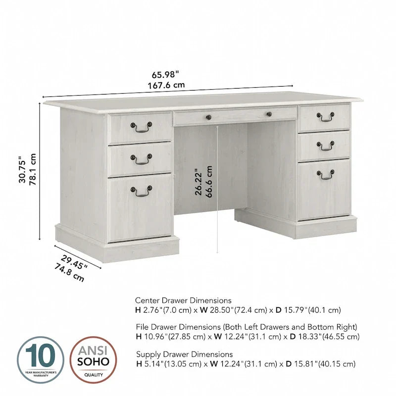 Scrivania Direzionale Bush Furniture Saratoga con Cassetti e Vani Contenitori
