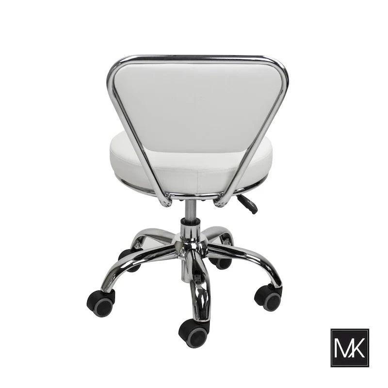 Sgabello basso Dayton con schienale regolabile da 13 a 15, rotelle, bianco - N/A