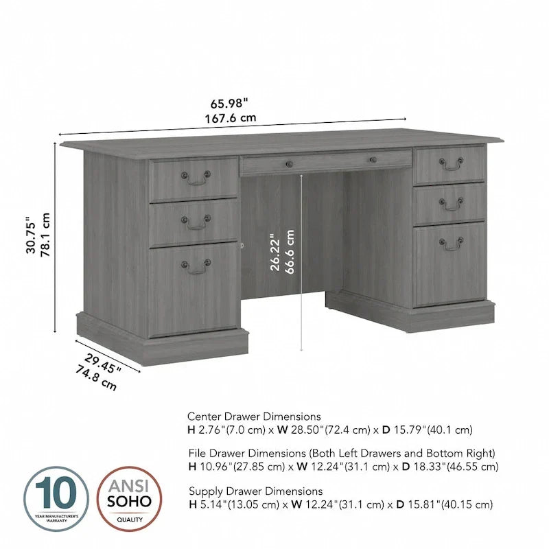 Scrivania Direzionale Bush Furniture Saratoga con Cassetti e Vani Contenitori